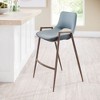 Zuo Modern Desi Counter Stool, Set Of 2, 35.6 Inch High Azure Gray Faux Leather Seat With Walnut Finish Steel Frame - 2 of 4