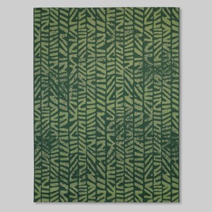 5'3"x7' Tonal Outdoor Rug Green - Threshold™: Woven Polypropylene, Geometric Pattern, Indoor/Outdoor Use - 1 of 2