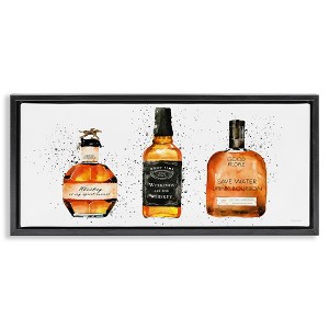 Stupell Industries Funny Phrases Whiskey Bottles Floating Frame Canvas Art, Black, 31" x 14" - 1 of 4