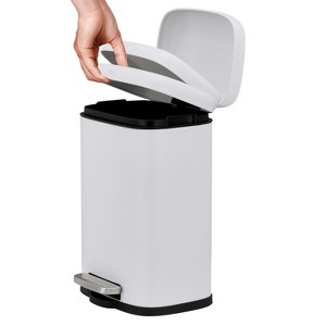 Stainless Steel Trash Can with Lid – Soft Close Step-On Pedal, Fingerprint-Resistant, Ideal for Kitchen or Bathroom - 1 of 4
