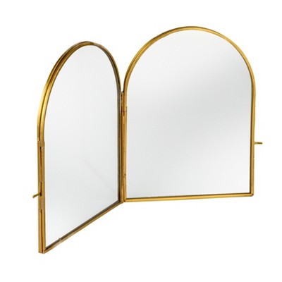 Storied Home Large Brass and Glass Arched Photo Frame, Brass Color