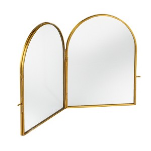 Storied Home Large Brass and Glass Arched Photo Frame, Brass Color - 1 of 4