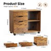 SEVOBAL Utility Storage Drawers 3 Drawer Mobile Rolling Lateral File Cabinet, Storage Organizer for Home Office and Kids Room, Brown, 36"*18"*6" - 3 of 4