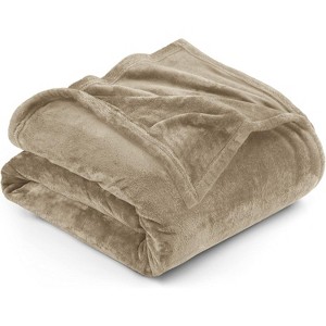 Attop Fleece Blanket Queen Size Camel 300GSM Luxury Fuzzy Soft Anti-Static Microfiber Bed Blanket - 1 of 4