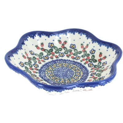 Blue Rose Polish Pottery Strawberry Garden Medium Daisy Bowl