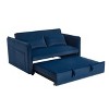 GDFStudio Haley Modern Rubberwood and Velvet 3 in 1 Convertible Sofa Bed with 2 Pillows and Storage Bag - 4 of 4