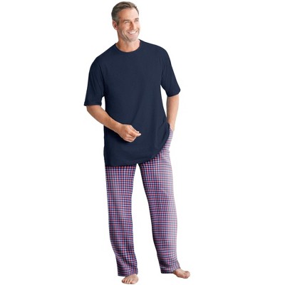 KingSize Mens Big & Tall Jersey Knit Plaid Pajama Set