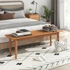 Tangkula Solid Wood Dining Bench Entryway Bench w/ Rubber Wood Legs for Bedroom Oak - 3 of 4