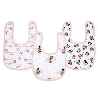 Image of aden and anais Essentials 3pk Muslin Snap Bib Disney - Minnie Rainbows