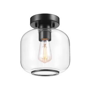 Globe Electric 1-Light Matte Black Flush Mount Ceiling Light: ETL Listed, Dimmable Cylinder Shade - 1 of 4