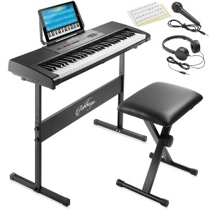 Ashthorpe 61-Key Digital Electronic Keyboard Piano, Portable Beginner Kit with Adjustable Stand, Stool, Headphones & Microphone - 1 of 4