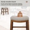 Arceso Bar Stools Set of 2, 24 Inch Fabric Counter Height Bar Stools, Saddle Barstools with Nailhead Trim Tufted Button, Light Beige Gray - 2 of 4