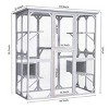 LAOTIES 72" Outdoor Cat Enclosure with Roof,Large Wooden Catio Cage with 3 Platforms And 2 Sleeping Houses - 2 of 4