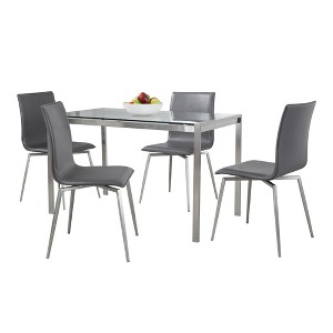 5-Piece Dining Set with Glass Table and 4 Upholstered Chairs - 1 of 4
