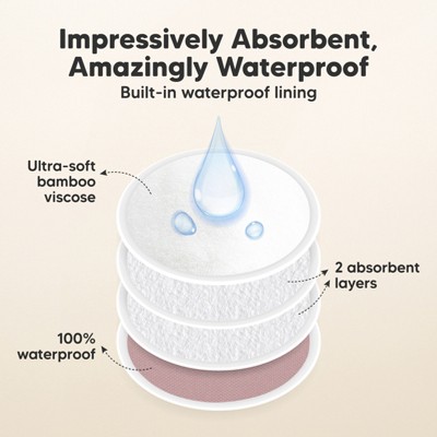 Keababies 14pk Organic Nursing Pads, Washable Breast Pads For