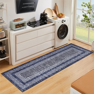 Indoor Modern Bordered Solid Color Area Rugs for Bedroom Living Room Easy Care Washable Soft Low Pile Non Slip Foldable Carpet - 1 of 4