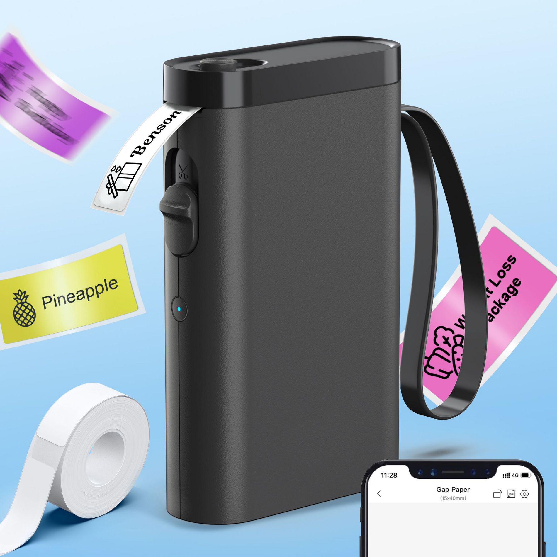 FLEXYVA Label Maker Machine with Tape, P21-A Portable Bluetooth Label Printer, Mini Label Makers with Multiple Templates for Office Home, Black