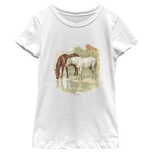 Girl's Lost Gods Retro Horses Portrait T-Shirt - 1 of 4