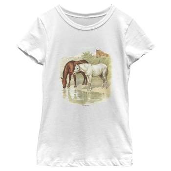 Girl's Lost Gods Retro Horses Portrait T-Shirt