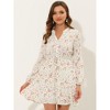 Allegra K Women's Floral Print Button Front Puff Sleeve Tie Waist Shirt Dress - 3 of 4