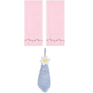 REGALWOVEN 3 Pcs Floral Soft Absorbent Hand Towel for Bathroom Kitchen - 1 of 4
