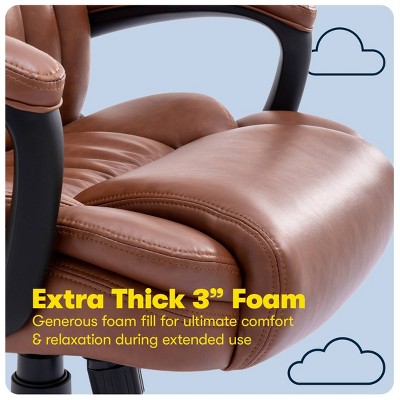 Cognac Bonded Leather Ergonomic Executive Office Chair