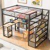 Streamdale Full Size Metal Loft bed with Staircase, Built-in Desk and Shelves, Black - 2 of 4