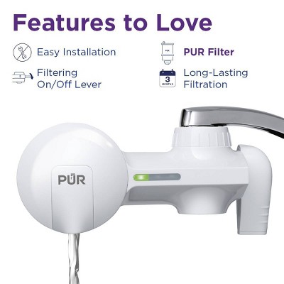 PUR Horizontal White Faucet Mount Water Filtration System