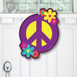 Big Dot of Happiness 60's Hippie - Hanging Porch 1960s Groovy Party Outdoor Decorations - Front Door Decor - 1 Piece Sign - 1 of 4