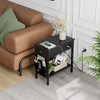 End Table with Charging Station- Flip Top Narrow Side Tables With Storage Drawers - 3 of 4