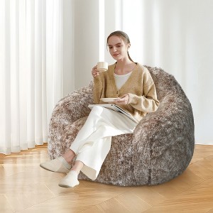 Cozy Faux Fur Bean Bag Chair with Armrest, Soft Bean Bag Couch for Gaming, Reading & Relaxing - 1 of 4