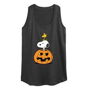 Women's - Peanuts - Snoopy Woodstock Pumpkin Graphic Racerback Tank - 1 of 4