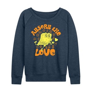 Women's - SpongeBob SquarePants - Absorb The Love Lightweight French Terry Wide Neck Long Sleeve Shirt - 1 of 4