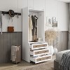 Vynxaria High Wardrobe Armoire with 3 Drawers & Rattan Accents for Stylish Storage - 2 of 4