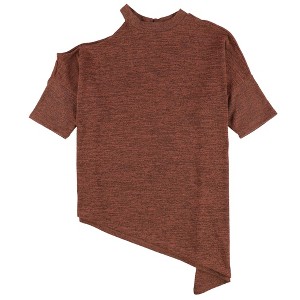 bar III Womens Asymmetrical Knit Blouse, Orange, Large - 1 of 2