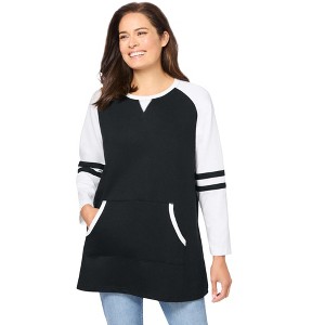 Woman Within Plus Size Baseball Sweatshirt - 1 of 4