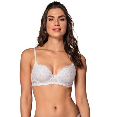 Ladies Satin and Lace Cup Bra White Underwired Bra. 32B up to 42E