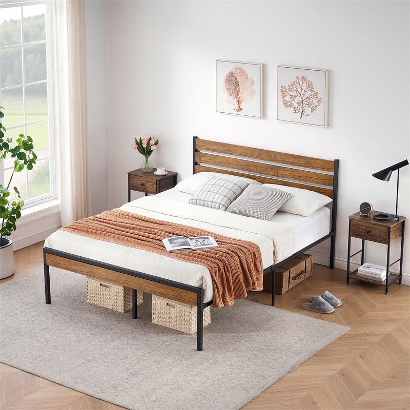 Whizmax Bed Frame with Wood Headboard and Metal Slats Support, No Box Spring Needed, 3 of 8
