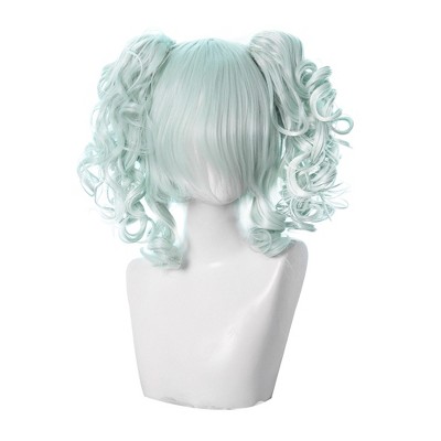 Unique Bargains Women's Curly Shoulder Length Ponytail Human Hair Wigs 14" with Wig Cap