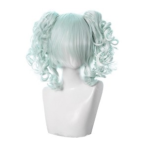Unique Bargains Women's Curly Shoulder Length Ponytail Human Hair Wigs 14" with Wig Cap - 1 of 4
