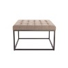 28" Square Button Tufted Metal Ottoman - WOVENBYRD - 3 of 4