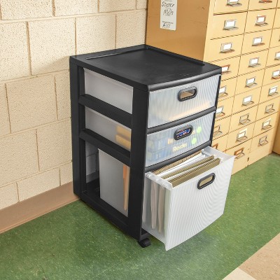 Sterilite - Brandclub - Sterilite Ultra 3 Drawer Storage Cart Black: Plastic  Utility Drawers with Casters, Portable Universal Storage, No Assembly  Required