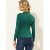 INSPIRE CHIC Women's Long Sleeve High Neck Ruched Front Fitted Blouse - 4 of 4