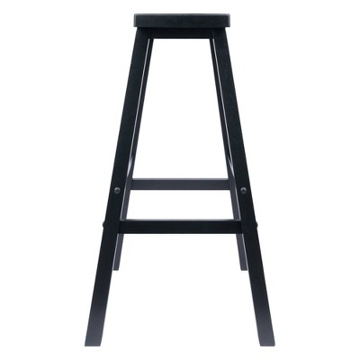 29" Black Wood Saddle Seat Bar Stool