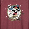Women's - Disney - Ski With Me Lightweight French Terry Wide Neck Long Sleeve Shirt - 2 of 4