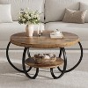30"Round Coffee Table,2-Tier Coffee Table with Storage Shelf and Designed Wood Grain - 2 of 4