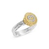 18K Yellow Gold Plated Silver Diamond Heart Ring with Satin Finish - 3 of 4