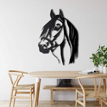 Sussexhome Horse Head Metal Wall Decor for Home and Outside - Wall-Mounted Geometric Wall Art Decor - Drop Shadow 3D Effect Wall Decoration