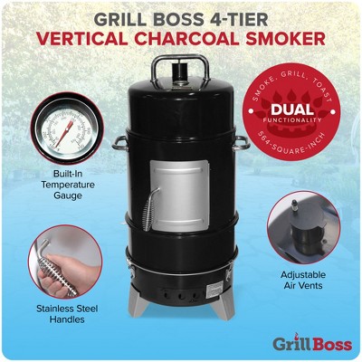 Grill Boss Black Vertical Charcoal Smoker with Grill Cover