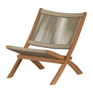 South Shore Balka Wood and Rope Lounge Chair Beige/Natural: Teak Frame, Polyester Rope, Handcrafted - 1 of 4